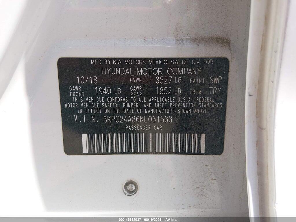 3KPC24A36KE061533 2019 HYUNDAI ACCENT photo no. 9