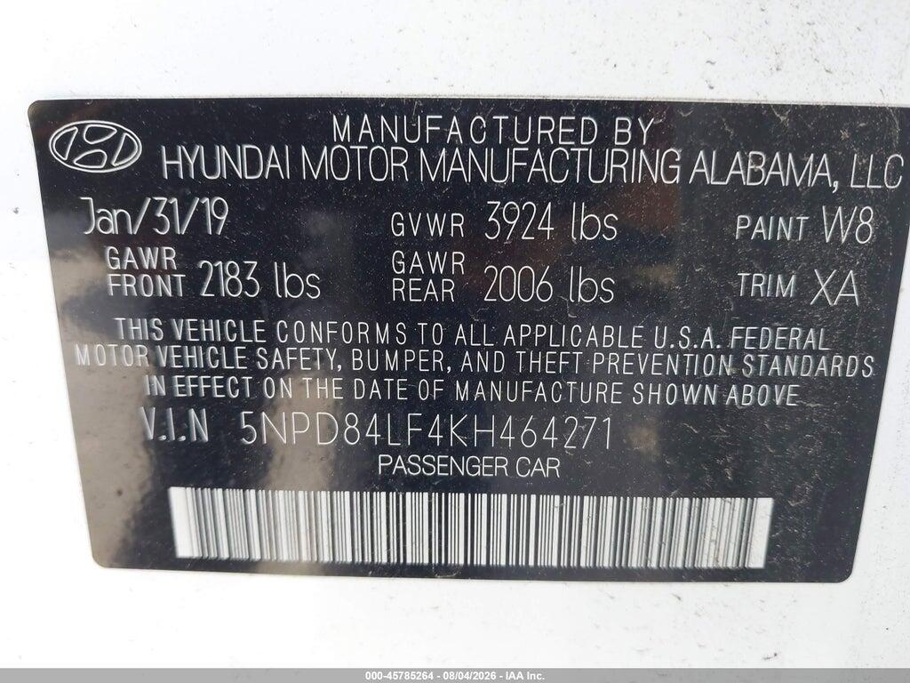 5NPD84LF4KH464271 2019 HYUNDAI ELANTRA photo no. 9