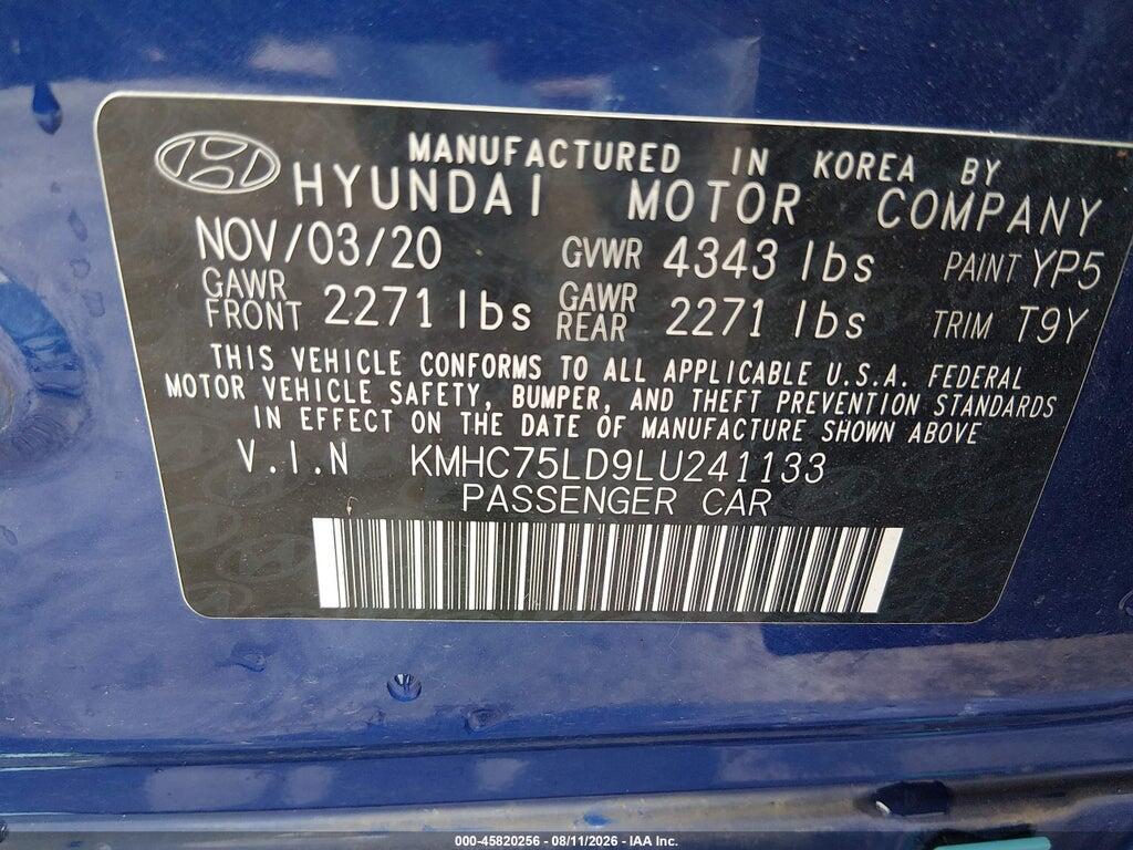 KMHC75LD9LU241133 2020 HYUNDAI IONIQ PLUG-IN HYBRID photo no. 9