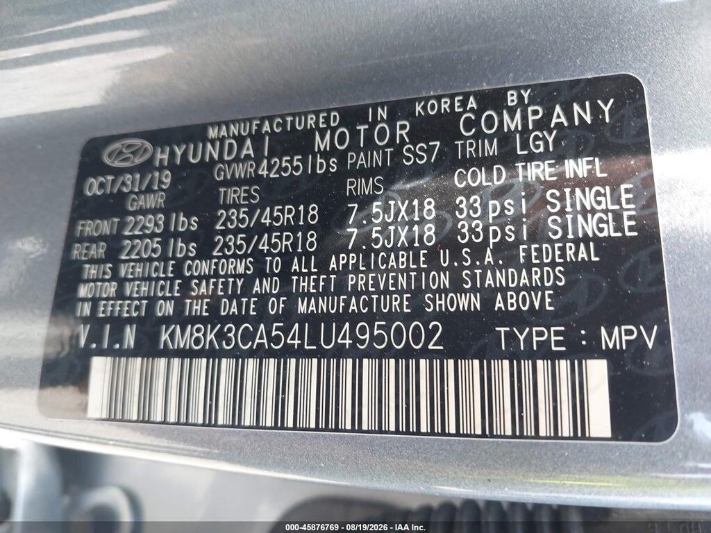 KM8K3CA54LU495002 2020 HYUNDAI KONA photo no. 9