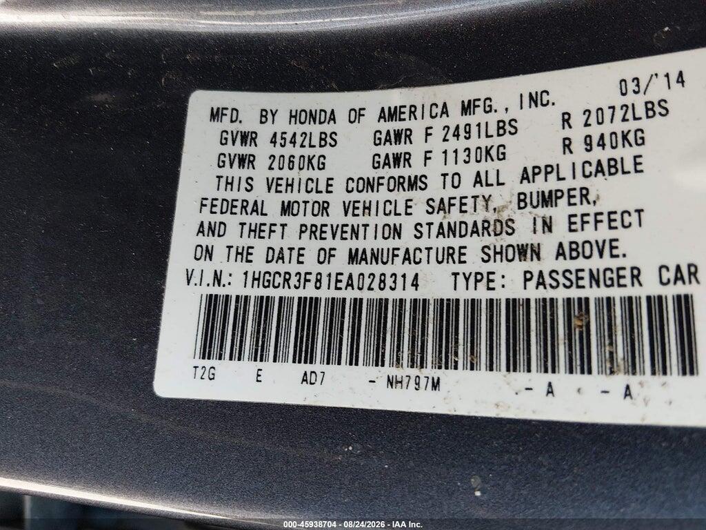 1HGCR3F81EA028314 2014 HONDA ACCORD photo no. 9