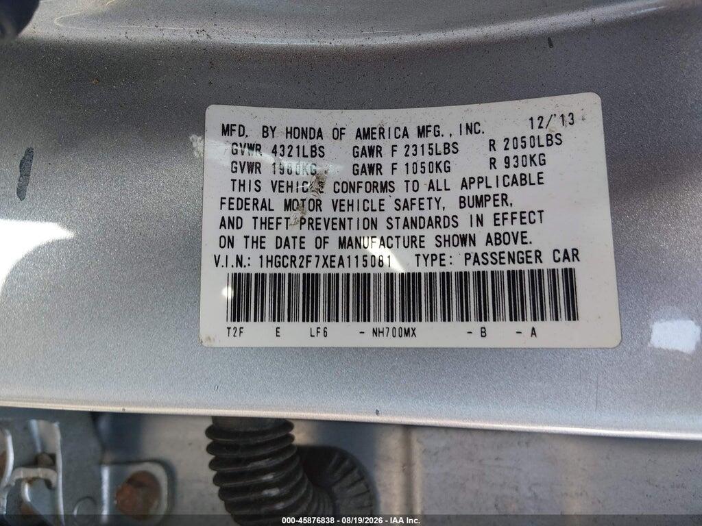 1HGCR2F7XEA115081 2014 HONDA ACCORD photo no. 9