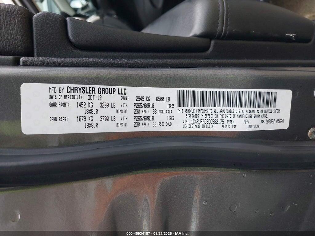 1C4RJFAG6DC582175 2013 JEEP GRAND CHEROKEE photo no. 9