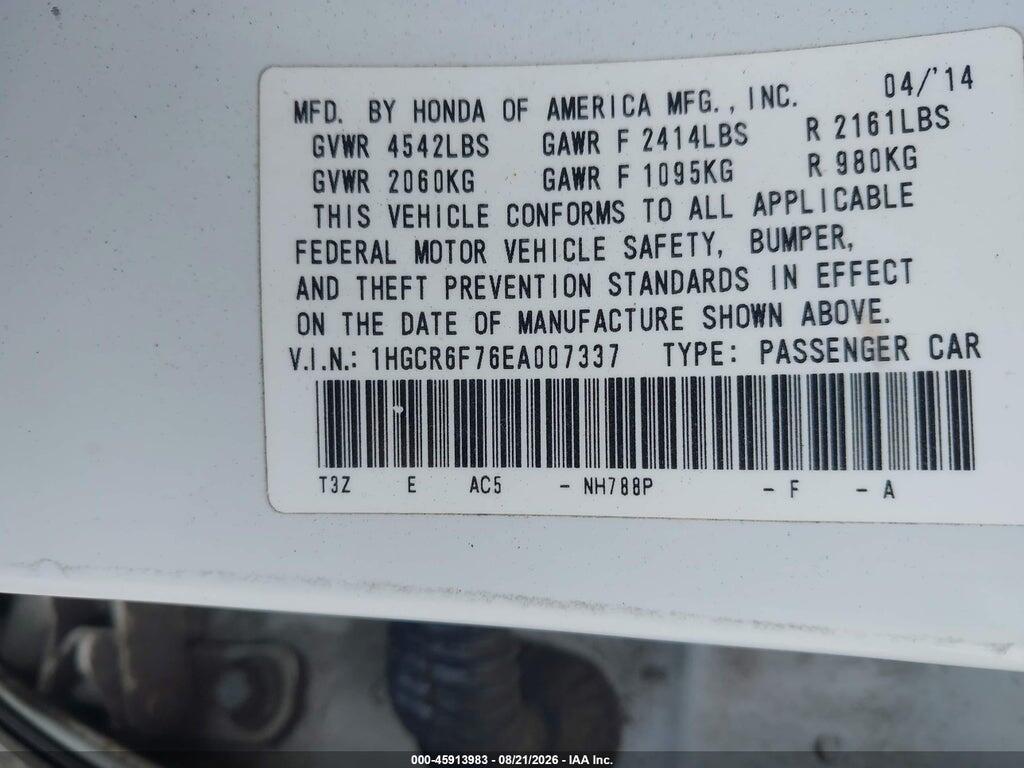 1HGCR6F76EA007337 2014 HONDA ACCORD HYBRID photo no. 9