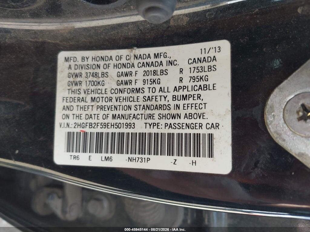 2HGFB2F59EH501993 2014 HONDA CIVIC photo no. 9