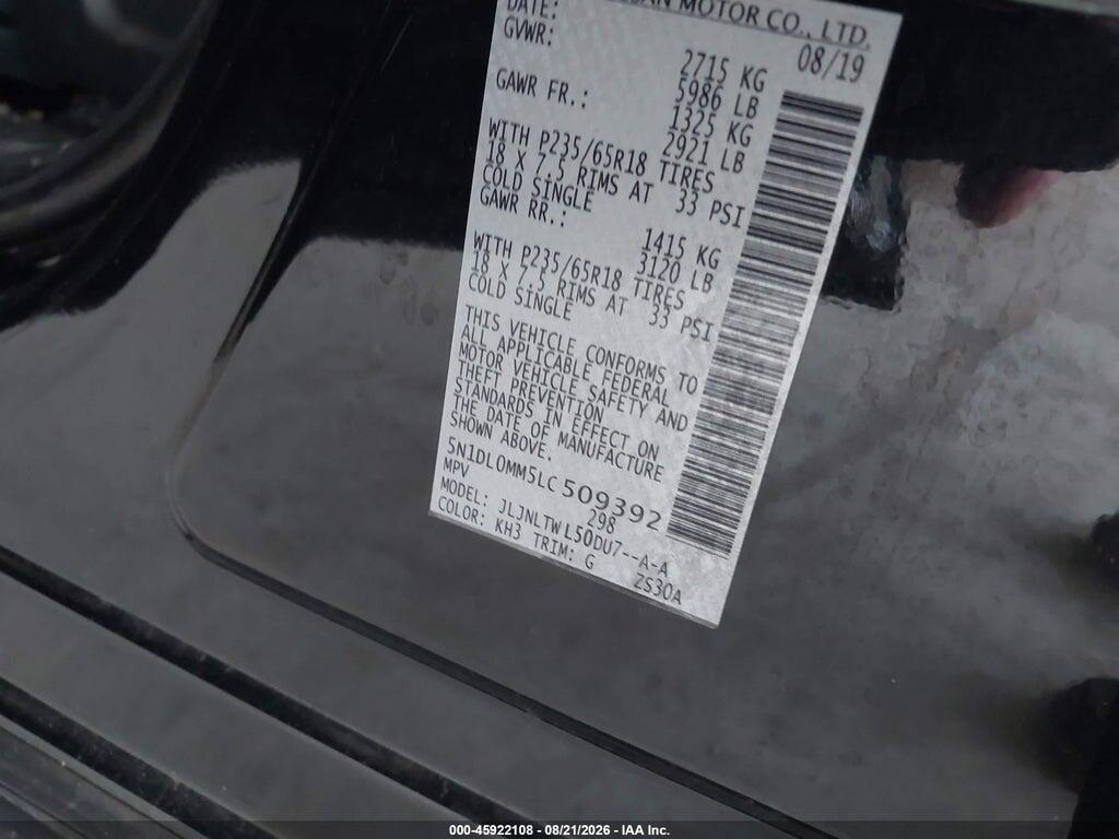 5N1DL0MM5LC509392 2020 INFINITI QX60 photo no. 9
