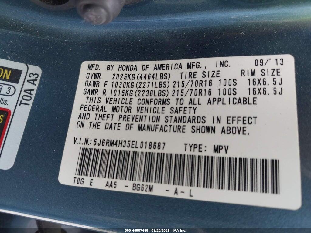 5J6RM4H35EL018687 2014 HONDA CR-V photo no. 9