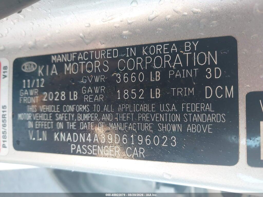 KNADN4A39D6196023 2013 KIA RIO photo no. 9