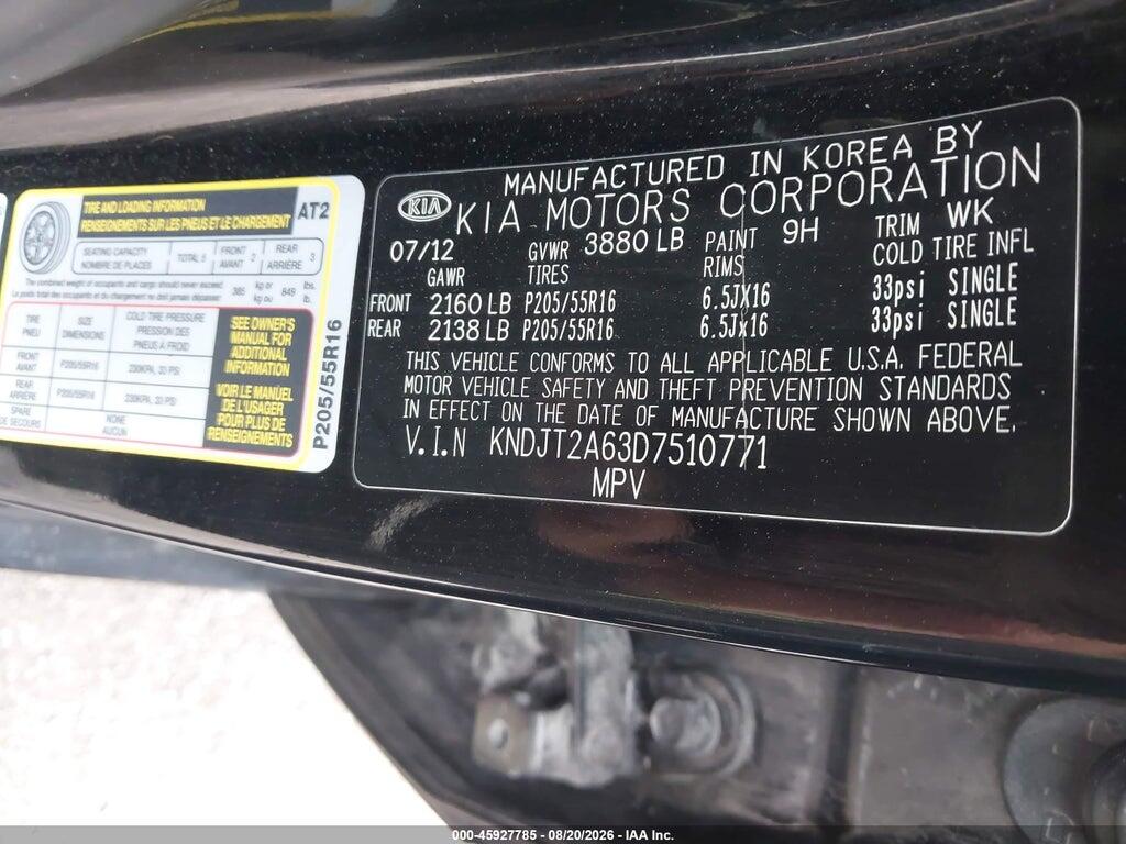KNDJT2A63D7510771 2013 KIA SOUL photo no. 9