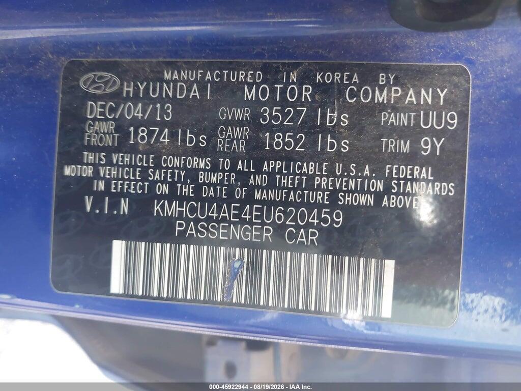 KMHCU4AE4EU620459 2014 HYUNDAI ACCENT photo no. 9