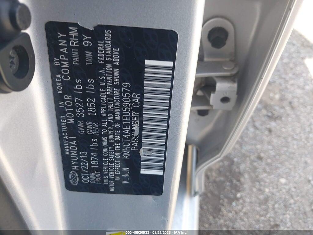 KMHCT4AE1EU590579 2014 HYUNDAI ACCENT photo no. 9
