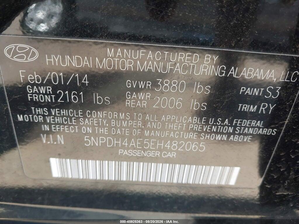 5NPDH4AE5EH482065 2014 HYUNDAI ELANTRA photo no. 9