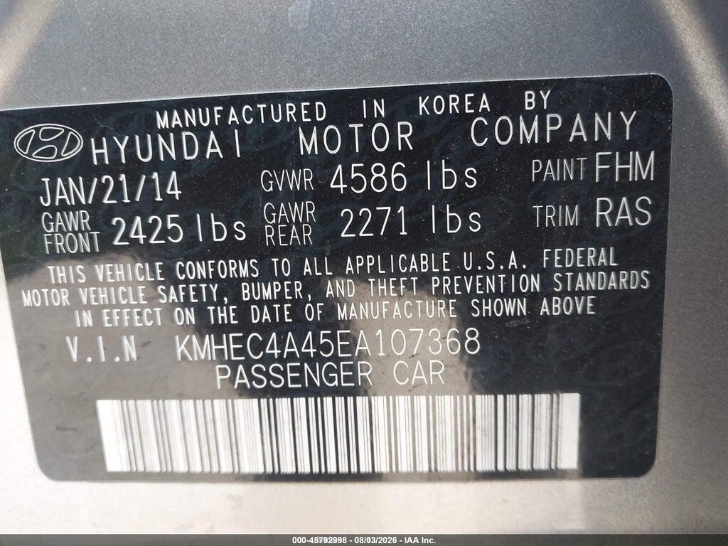 KMHEC4A45EA107368 2014 HYUNDAI SONATA HYBRID photo no. 9