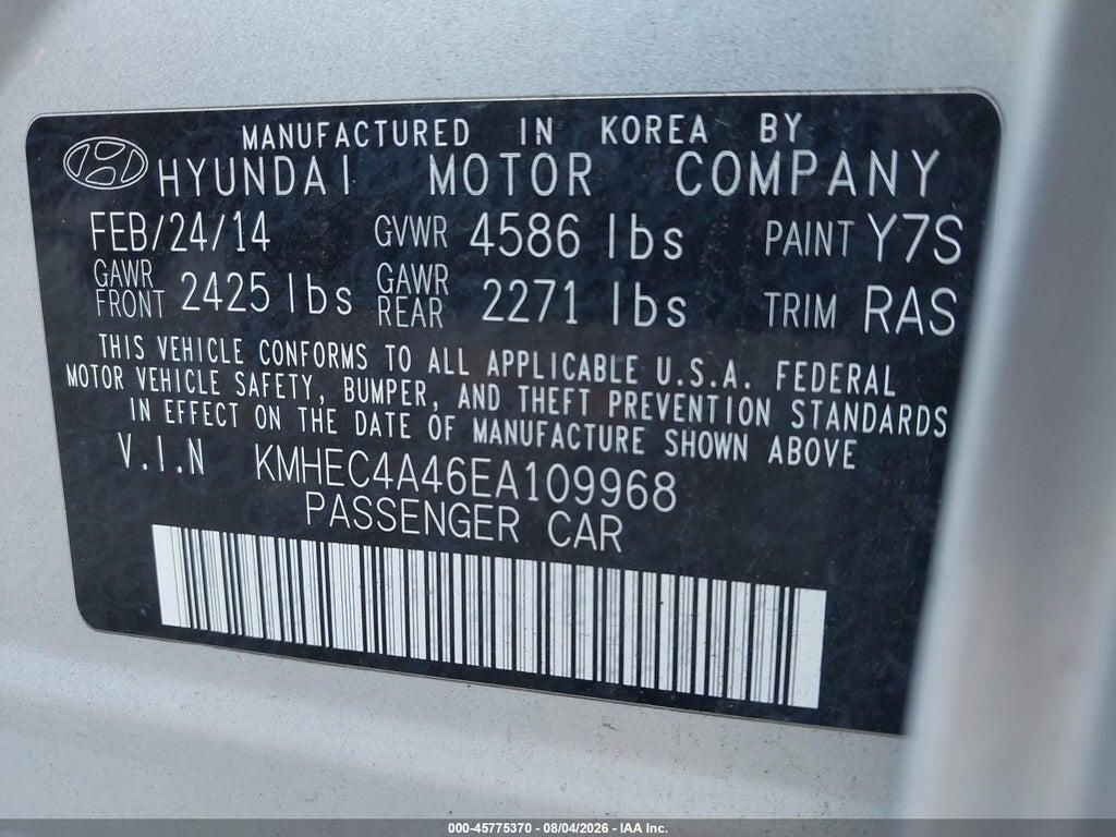 KMHEC4A46EA109968 2014 HYUNDAI SONATA HYBRID photo no. 9