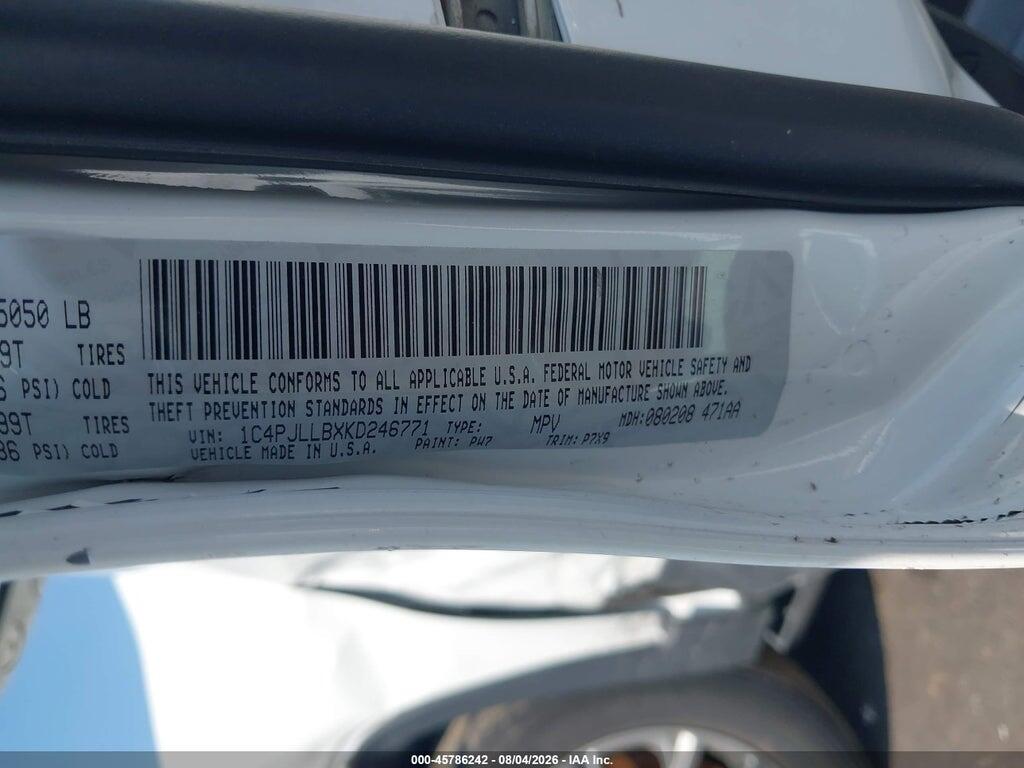 1C4PJLLBXKD246771 2019 JEEP CHEROKEE photo no. 9