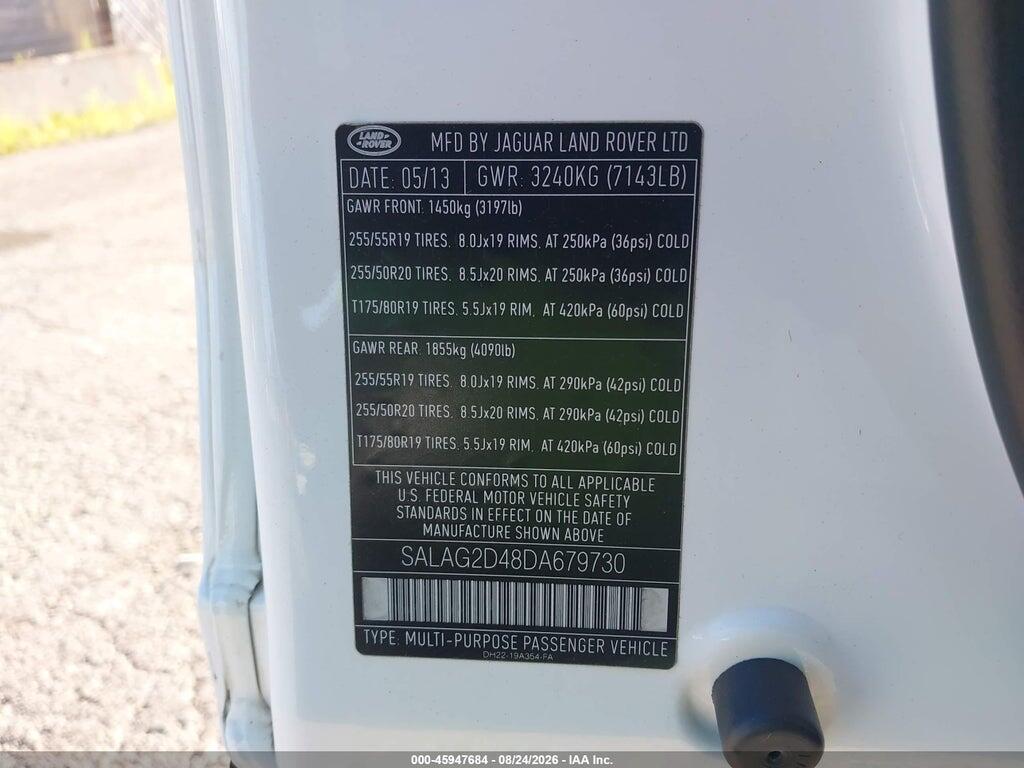 SALAG2D48DA679730 2013 LAND ROVER LR4 photo no. 9