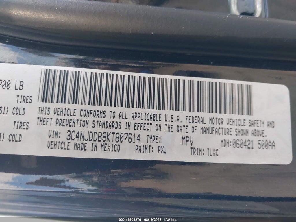 3C4NJDDB9KT807614 2019 JEEP COMPASS photo no. 9