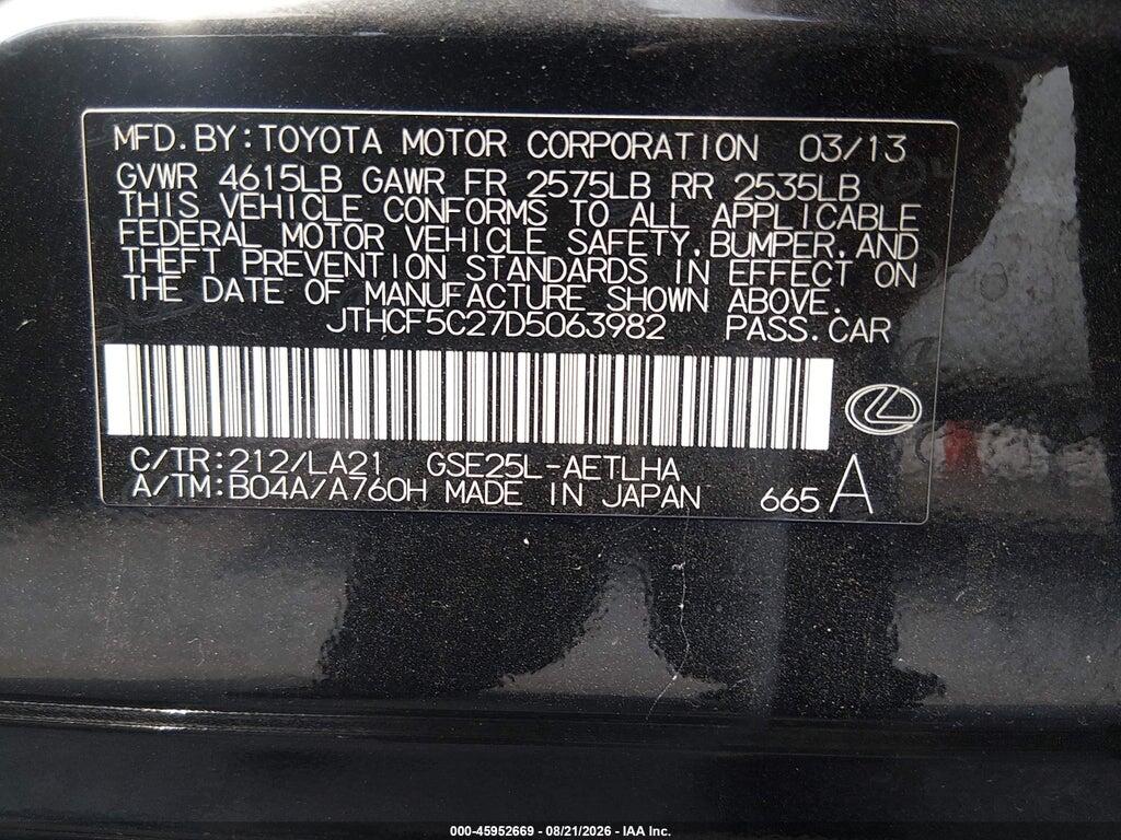 JTHCF5C27D5063982 2013 LEXUS IS 250 photo no. 9