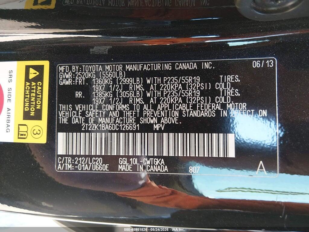 2T2ZK1BA6DC126691 2013 LEXUS RX 350 photo no. 9