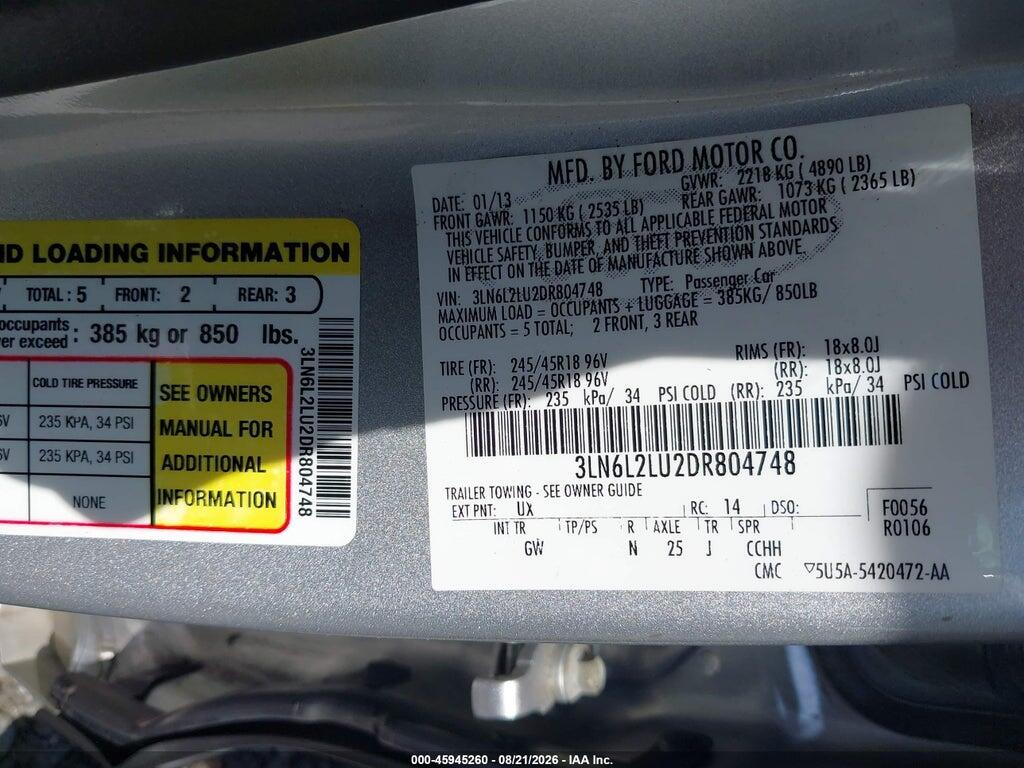 3LN6L2LU2DR804748 2013 LINCOLN MKZ HYBRID photo no. 9