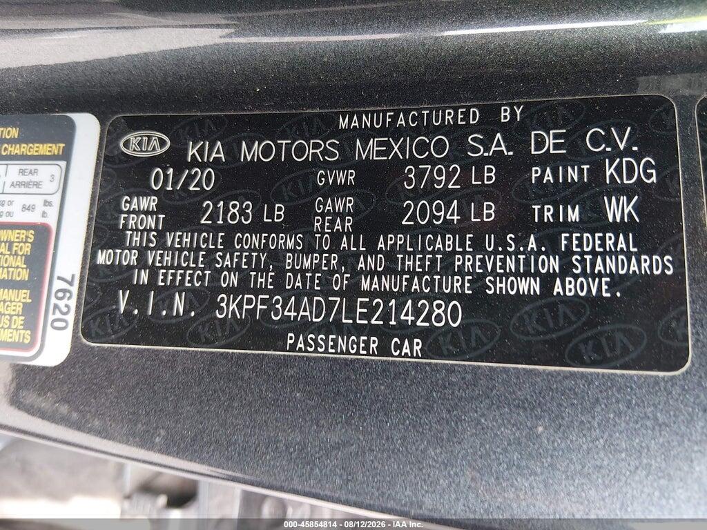 3KPF34AD7LE214280 2020 KIA FORTE photo no. 9
