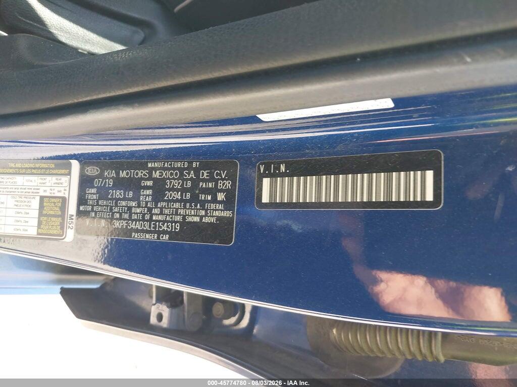 3KPF34AD3LE154319 2020 KIA FORTE photo no. 9
