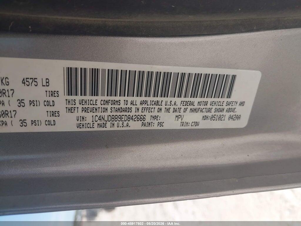 1C4NJDBB9ED842666 2014 JEEP COMPASS photo no. 9