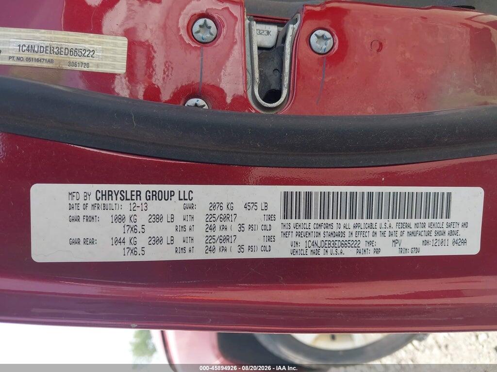 1C4NJDEB3ED665222 2014 JEEP COMPASS photo no. 9