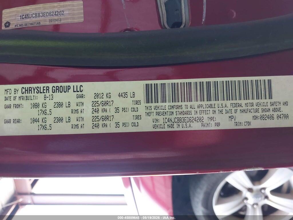 1C4NJCBB3ED624202 2014 JEEP COMPASS photo no. 9