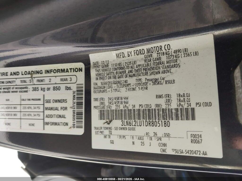 3LN6L2LU1DR805180 2013 LINCOLN MKZ HYBRID photo no. 9