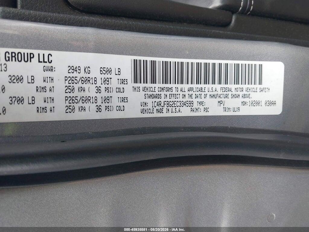 1C4RJFBG2EC334599 2014 JEEP GRAND CHEROKEE photo no. 9