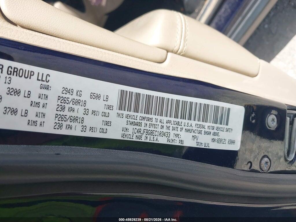 1C4RJFBG8EC103433 2014 JEEP GRAND CHEROKEE photo no. 9