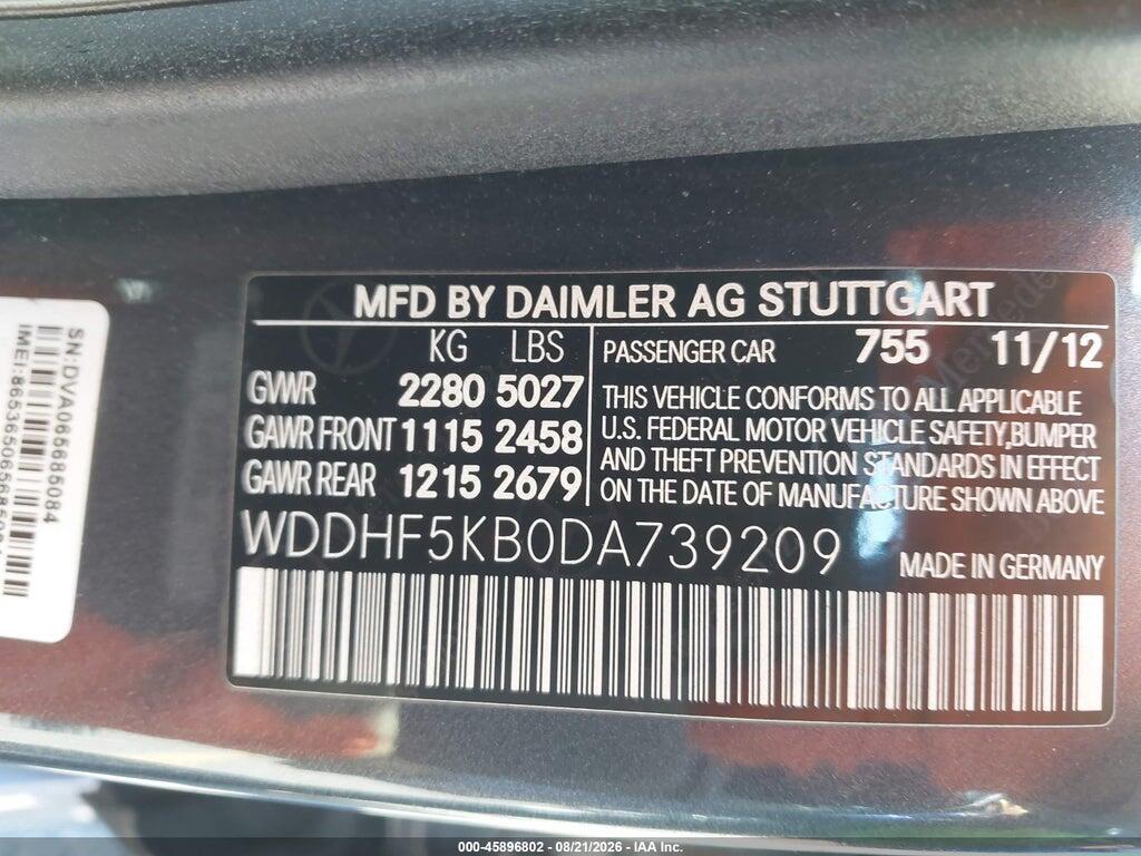 WDDHF5KB0DA739209 2013 MERCEDES-BENZ E 350 photo no. 9