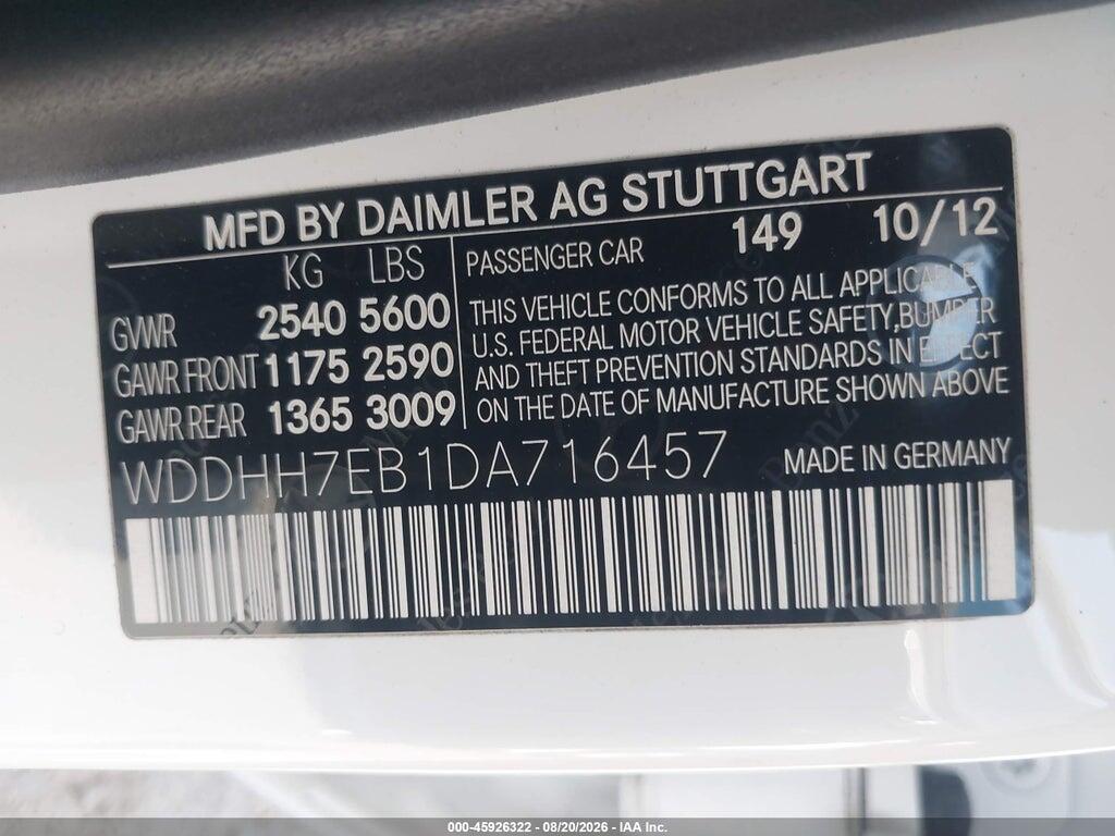 WDDHH7EB1DA716457 2013 MERCEDES-BENZ E 63 AMG photo no. 9
