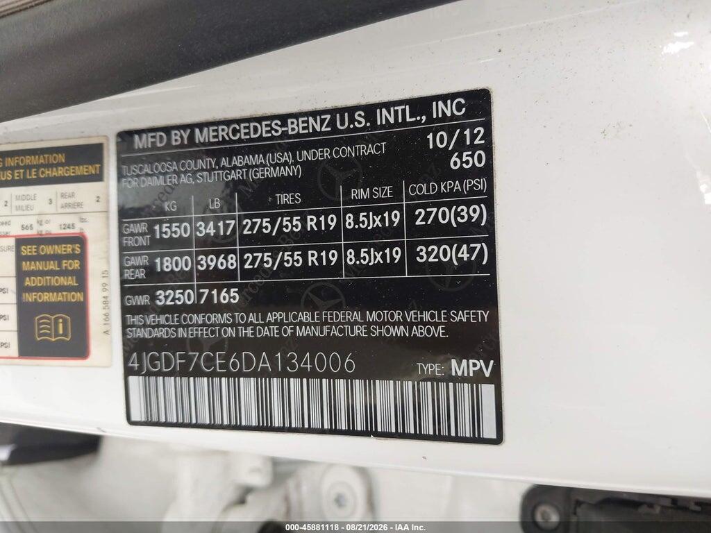 4JGDF7CE6DA134006 2013 MERCEDES-BENZ GL 450 photo no. 9