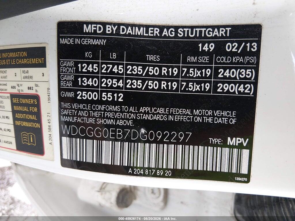 WDCGG0EB7DG092297 2013 MERCEDES-BENZ GLK 250 BLUETEC photo no. 9