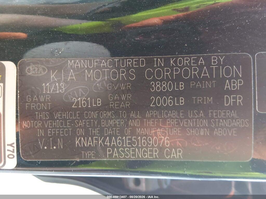 KNAFK4A61E5169076 2014 KIA FORTE photo no. 9