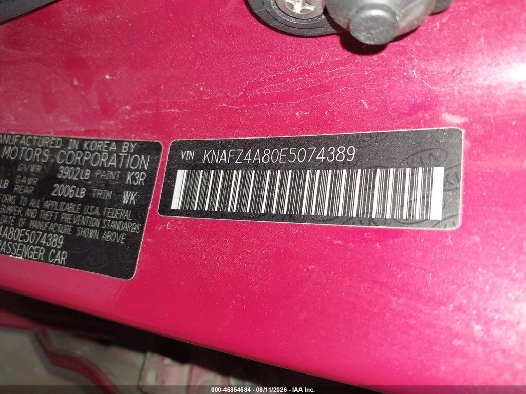 KNAFZ4A80E5074389 2014 KIA FORTE photo no. 9
