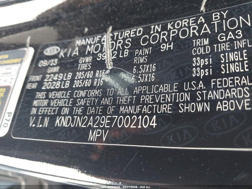 KNDJN2A29E7002104 2014 KIA SOUL photo no. 9