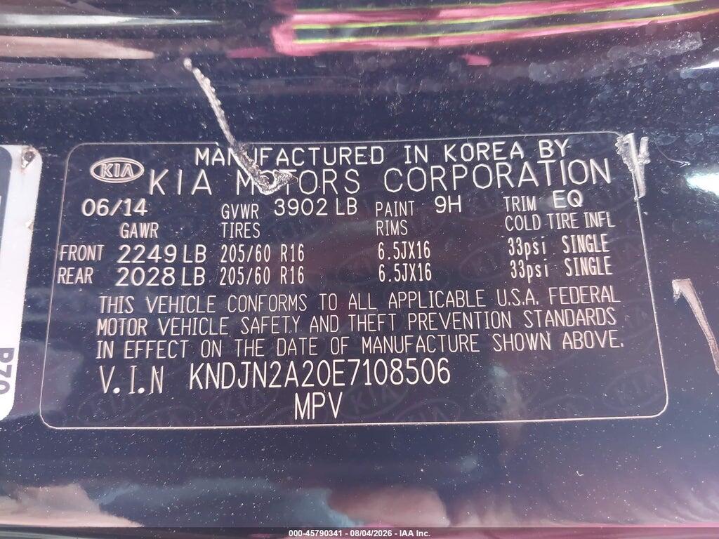 KNDJN2A20E7108506 2014 KIA SOUL photo no. 9