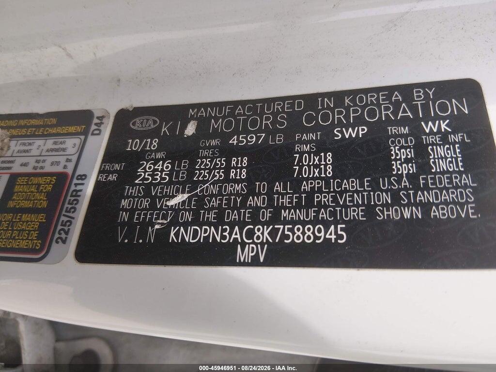 KNDPN3AC8K7588945 2019 KIA SPORTAGE photo no. 9