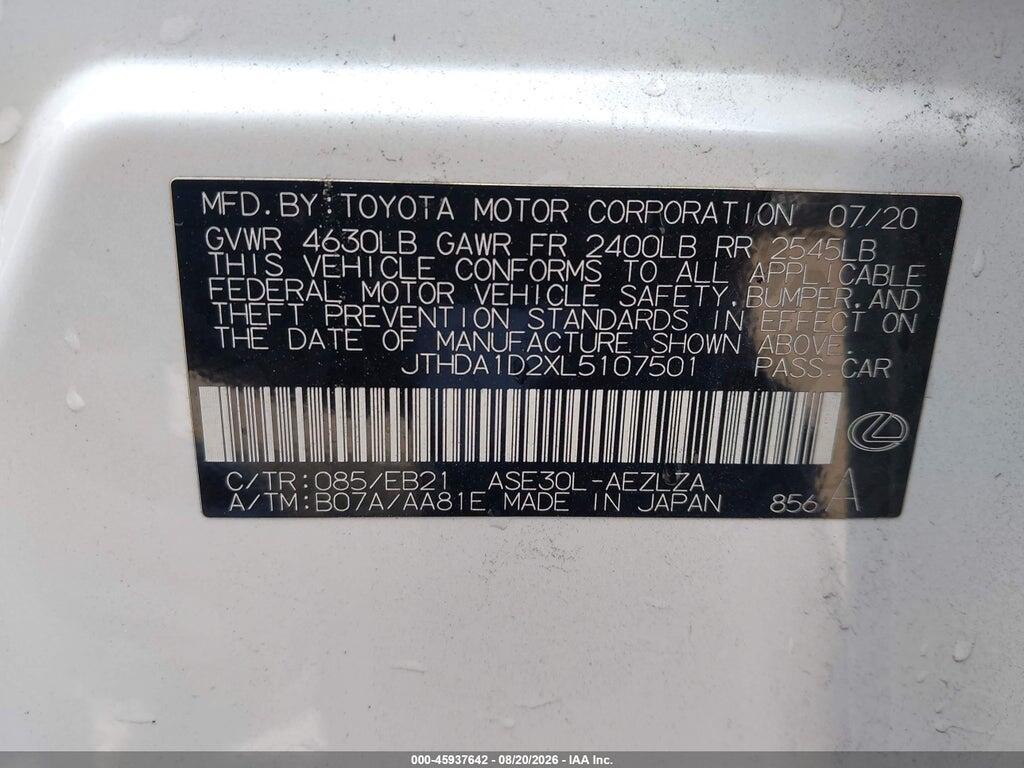 JTHDA1D2XL5107501 2020 LEXUS IS 300 photo no. 9