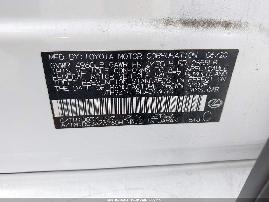 JTHGZ1CL5LA013095 2020 LEXUS GS 350 photo no. 9