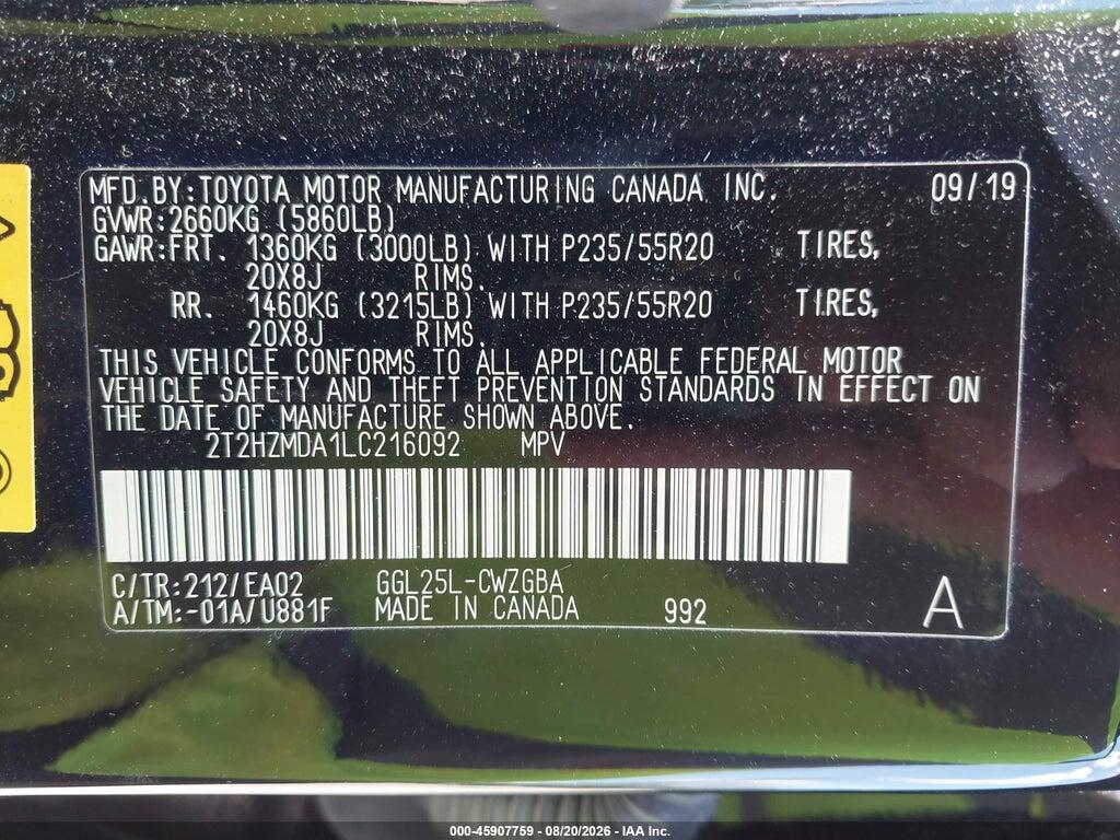 2T2HZMDA1LC216092 2020 LEXUS RX 350 photo no. 8