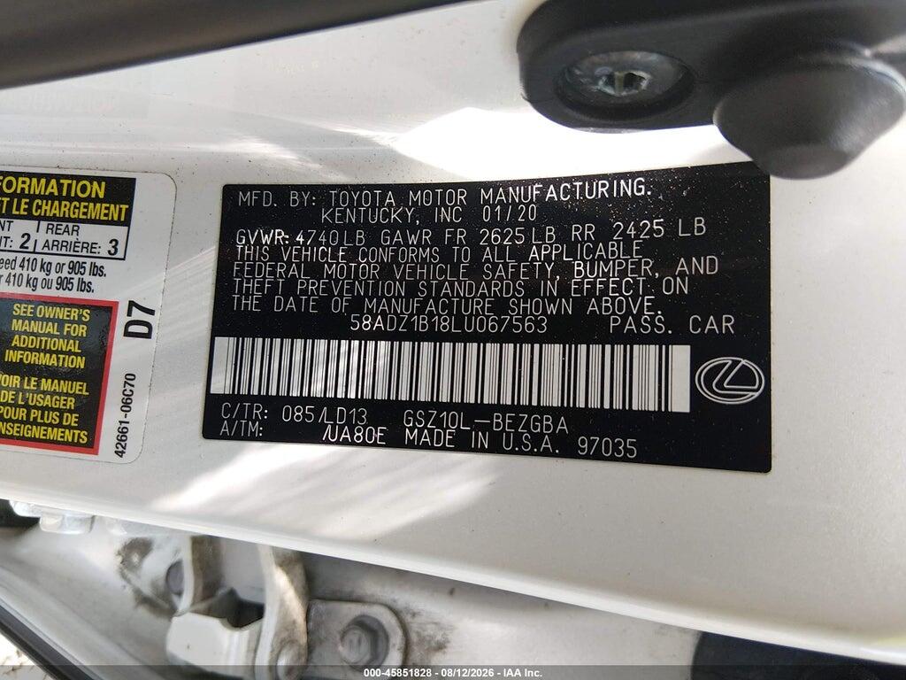 58ADZ1B18LU067563 2020 LEXUS ES 350 photo no. 9