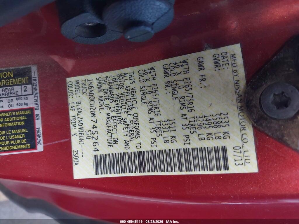 1N6AD0CU2DN745264 2013 NISSAN FRONTIER photo no. 9
