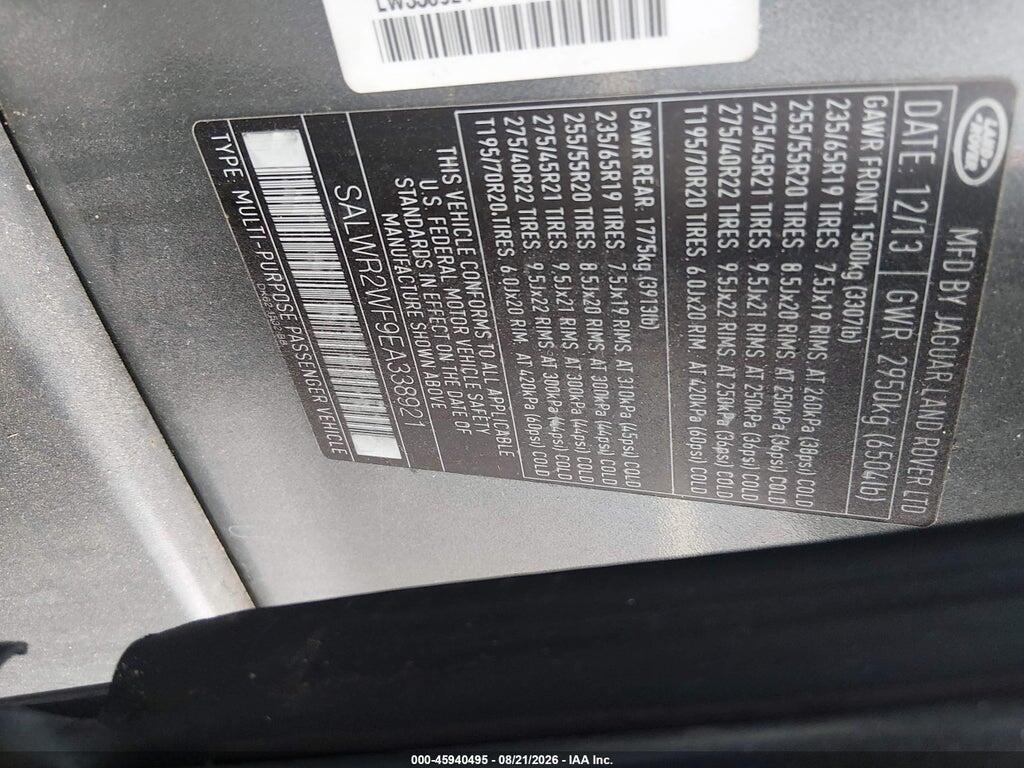 SALWR2WF9EA338921 2014 LAND ROVER RANGE ROVER SPORT photo no. 9