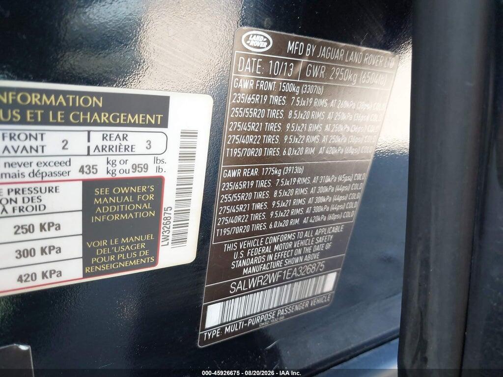 SALWR2WF1EA326875 2014 LAND ROVER RANGE ROVER SPORT photo no. 9