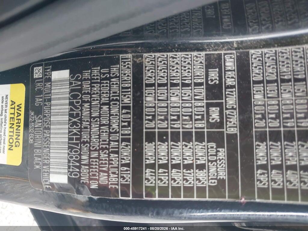 SALCP2FX3KH798449 2019 LAND ROVER DISCOVERY SPORT photo no. 9