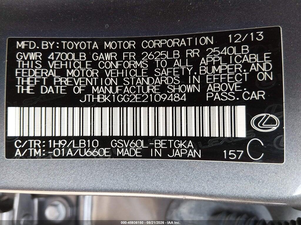 JTHBK1GG2E2109484 2014 LEXUS ES 350 photo no. 9
